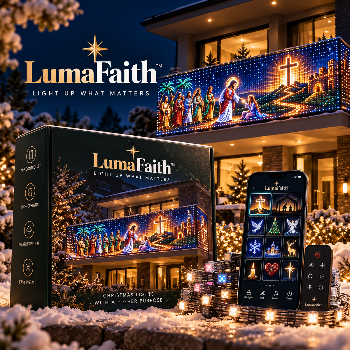LumaFaith™ Christian Pixel Curtain Lights